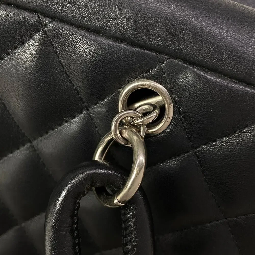 Chanel Cambon Line Bowling Bag Shoulder Bag A25171 Black White Lambskin Leather